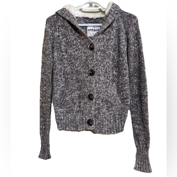 Garage Gray Chunky Knit Cardigan with Hood - Picture 1 of 7